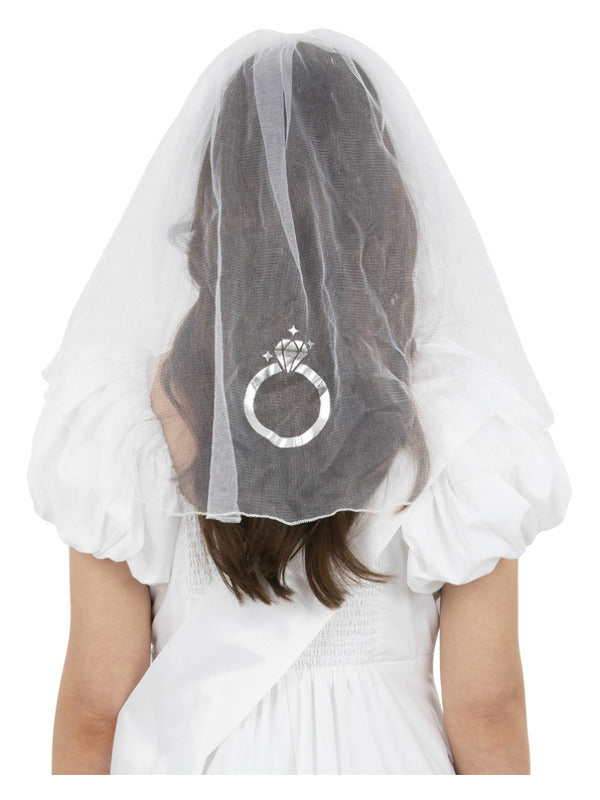 Bride Veil and Sash Kit White Bridal Shower Costume 2