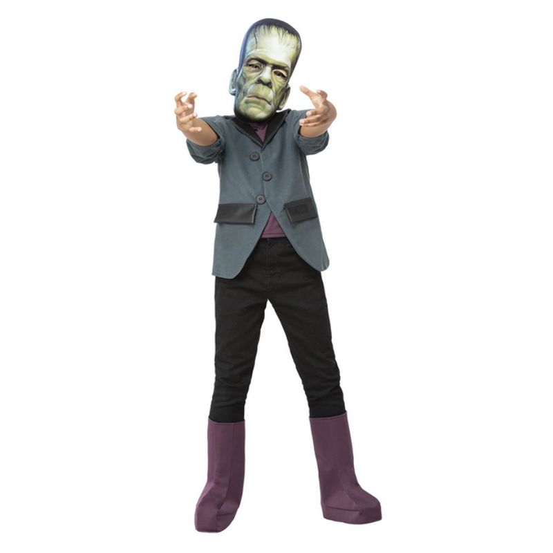 Frankenstein Costume Child Grey Jacket Boot Covers and EVA Mask 1