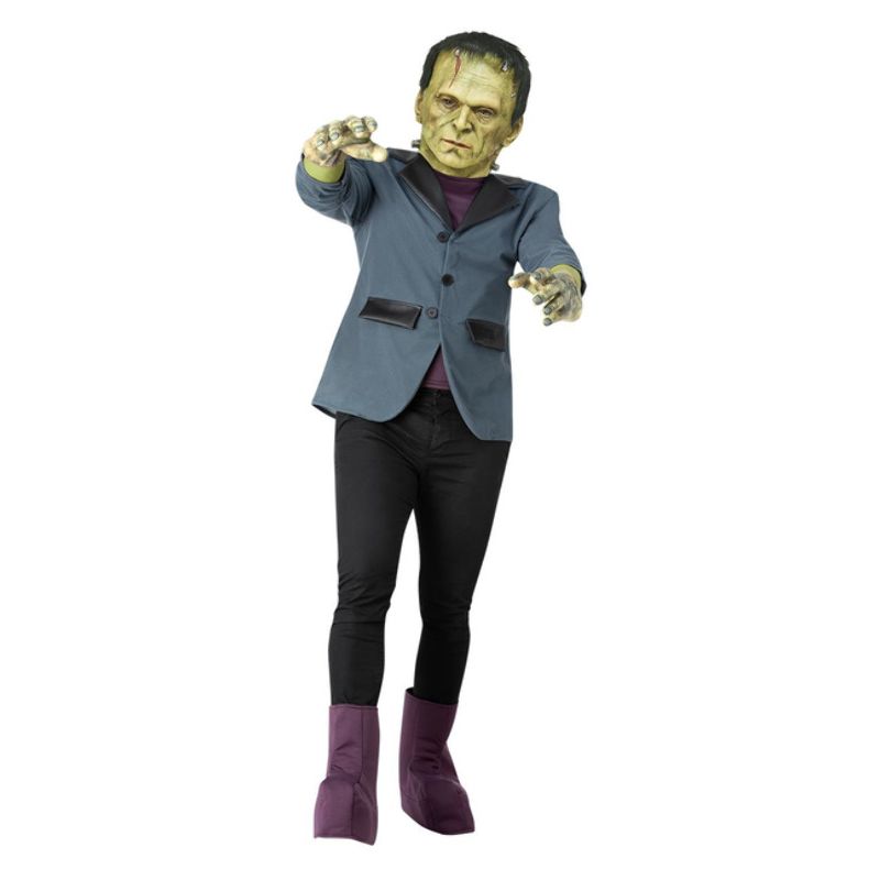 Universal Monsters Frankenstein Costume Adult Latex Mask Jacket with Mock Top Latex Gloves Boot Covers 1