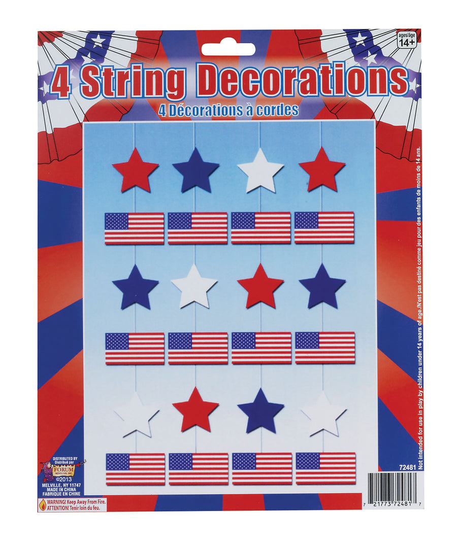 Usa 4 String Decoration Red White Blue Party Goods Unisex_1