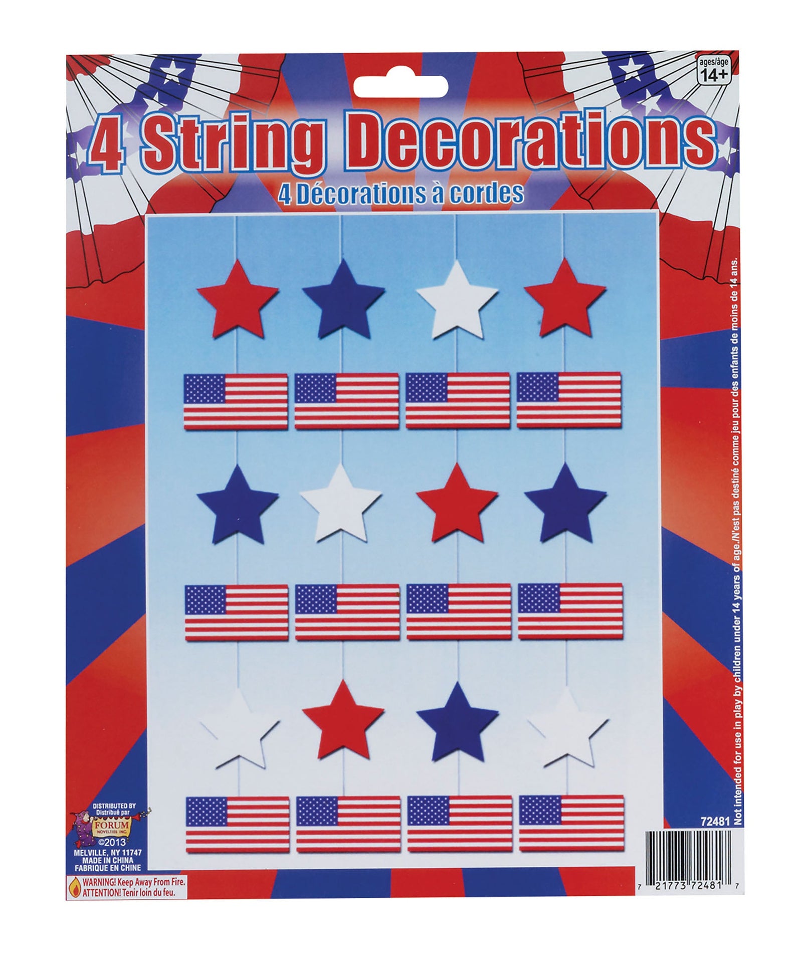 Usa 4 String Decoration Red White Blue Party Goods Unisex 1