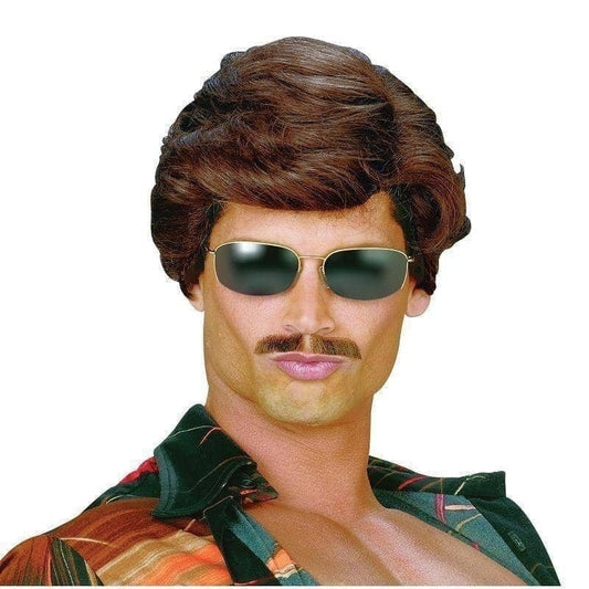 Used Car Salesman Wig Dark Brown 70s Miami Vice Hair 1