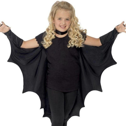 Kids Vampire Bat Wings Black High Collar with Attached Gloves Velcro Neck 4