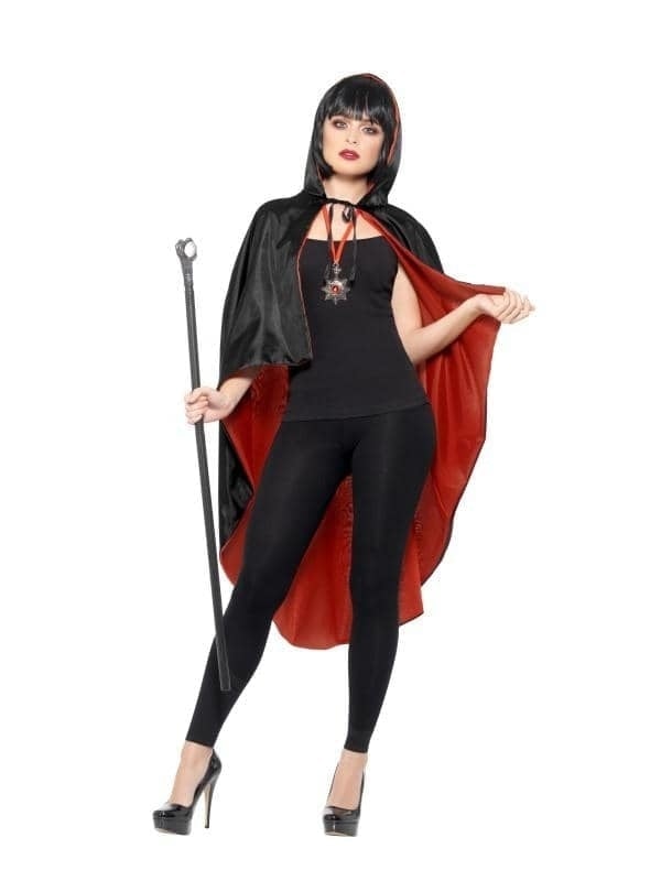 Vampire Kit with Reversible Cape Adult Black Red Cane Medallion 1