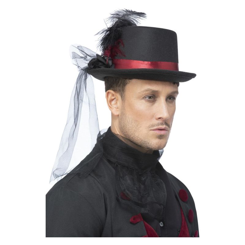 Vampire Top Hat Adult Black Red 1