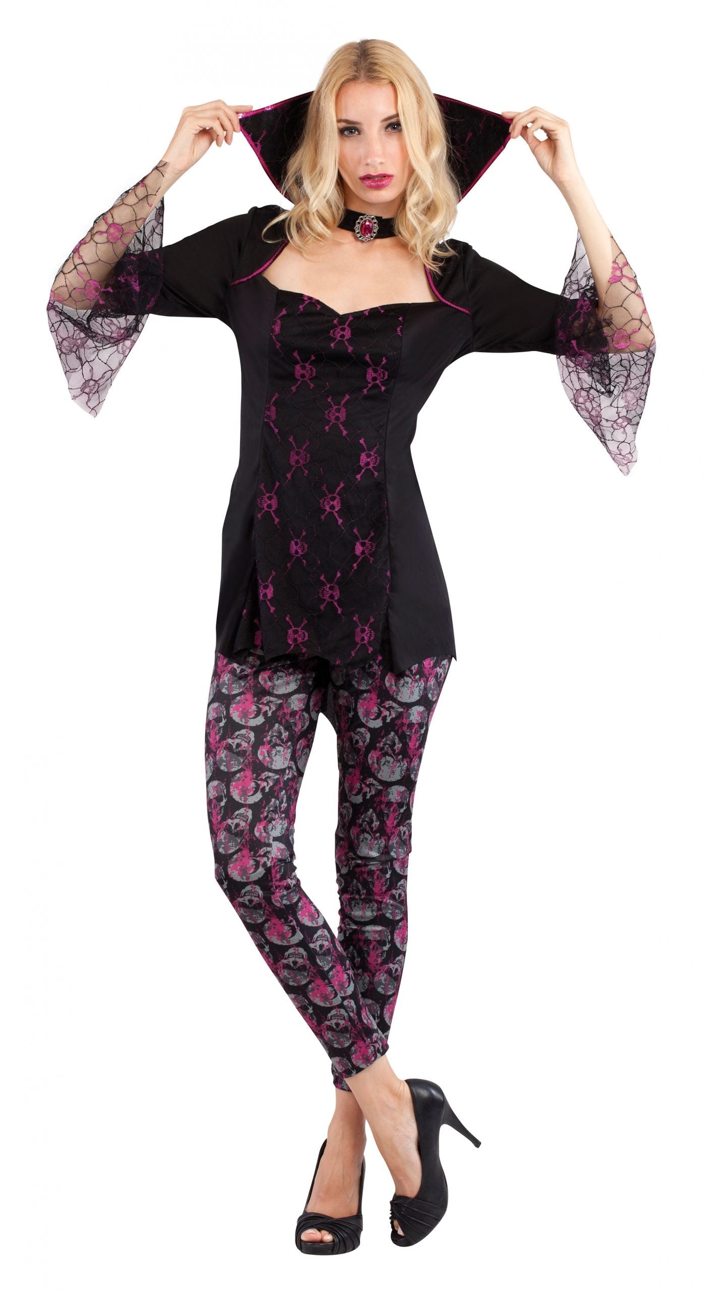 Vampiress Skull Design Adult Costume Female Uk Size 10 14 1
