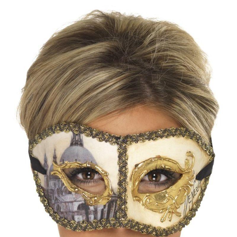 Venetian Colombina Venice Mask Adult Gold_1