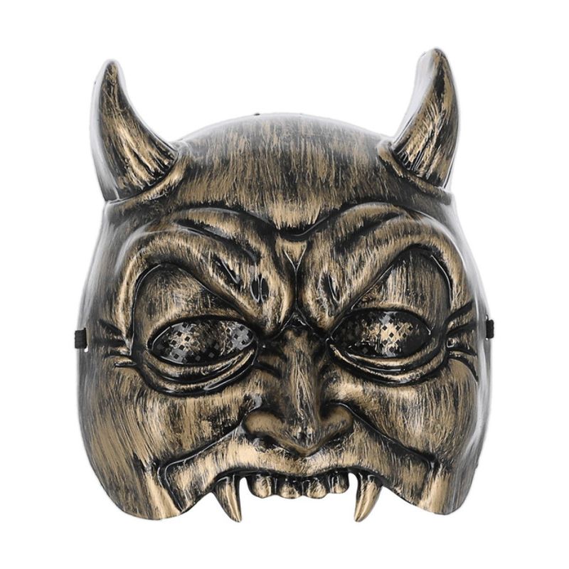 Venetian Devil Masquerade Mask Gold Coloured on Elastic Adult Halloween Accessory 1