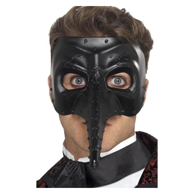 Venetian Gothic Capitano Mask Adult Black Horror Costume Accessory 1