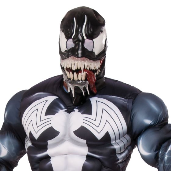 Venom Costume Mens Muscle Chest Spiderman Black Symbiote Suit 2