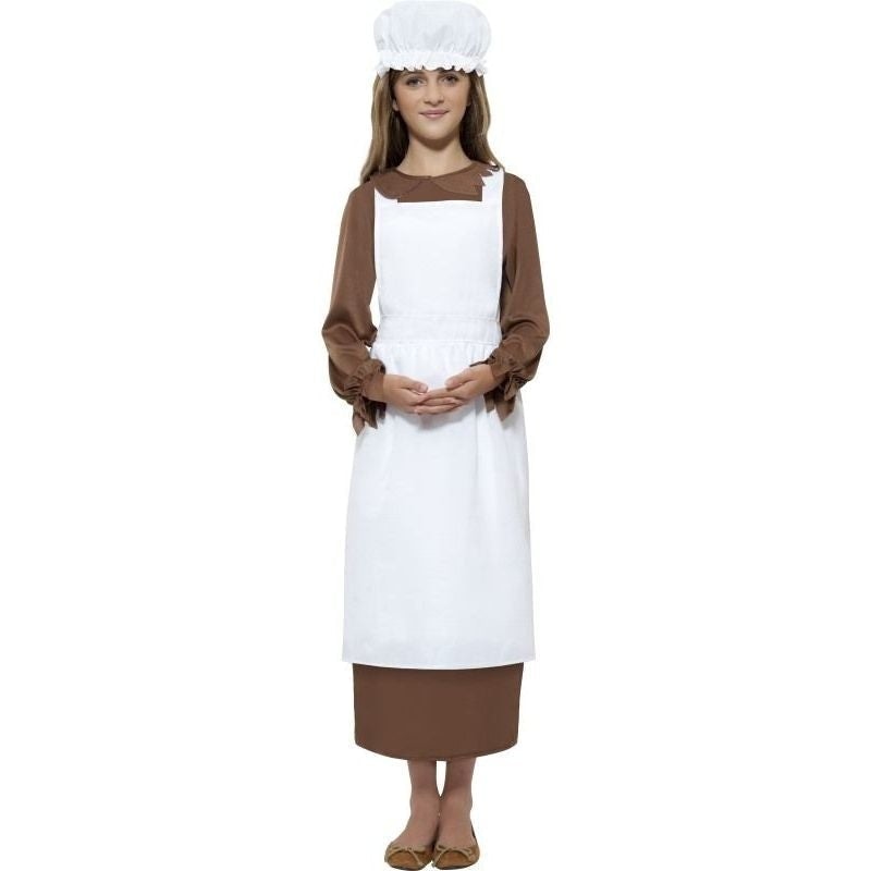 Victorian Kit Kids White Apron with Mop Cap Costume Dress Up 2