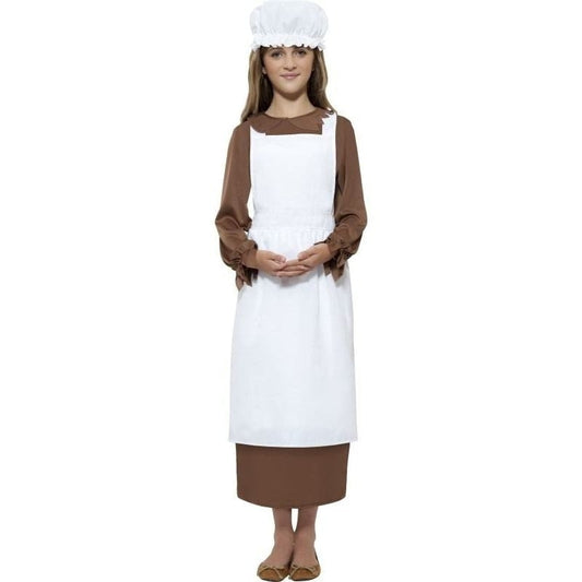 Victorian Kit Kids White Apron with Mop Cap Costume Dress Up 2