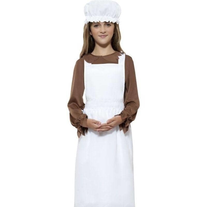 Victorian Kit Kids White Apron with Mop Cap Costume Dress Up 1