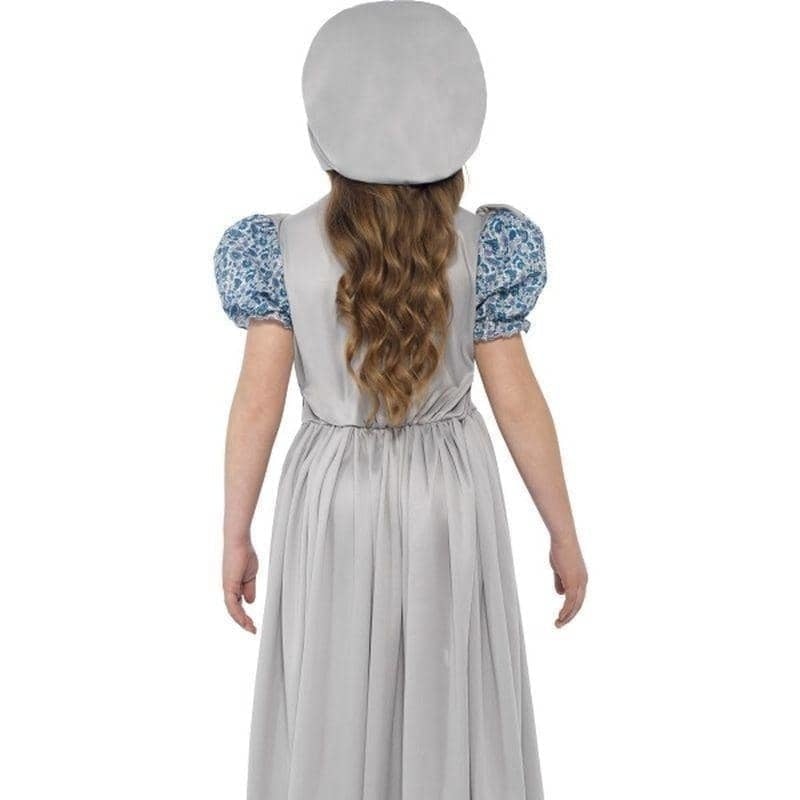 Victorian School Girl Kids Costume Grey Dress Hat 2