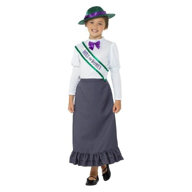 Victorian Suffragette Costume Kids Grey_2