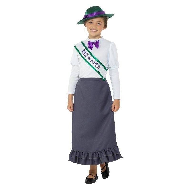 Victorian Suffragette Costume Kids Grey 2