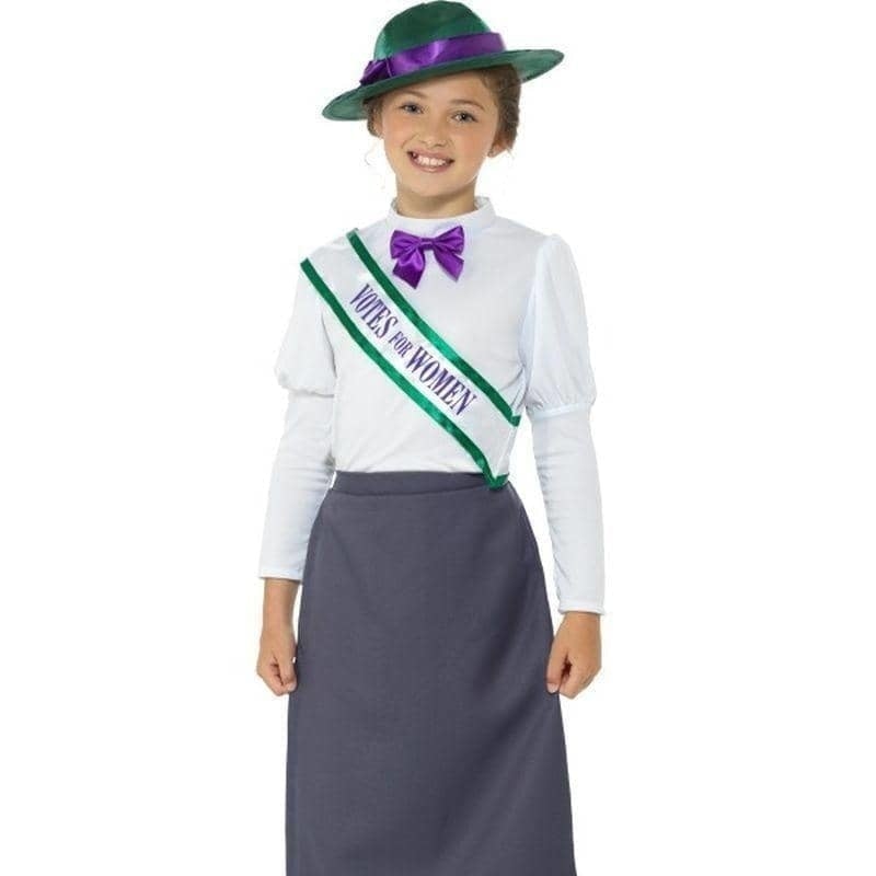 Victorian Suffragette Costume Kids Grey 1