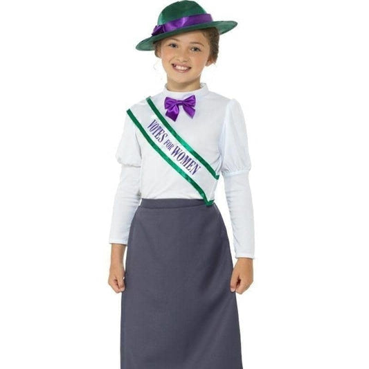 Victorian Suffragette Costume Kids Grey 1
