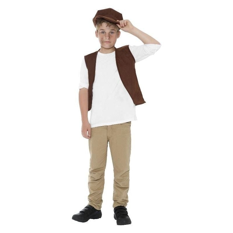 Victorian Urchin Set Brown Kids Waistcoat Cap Instant Costume 1