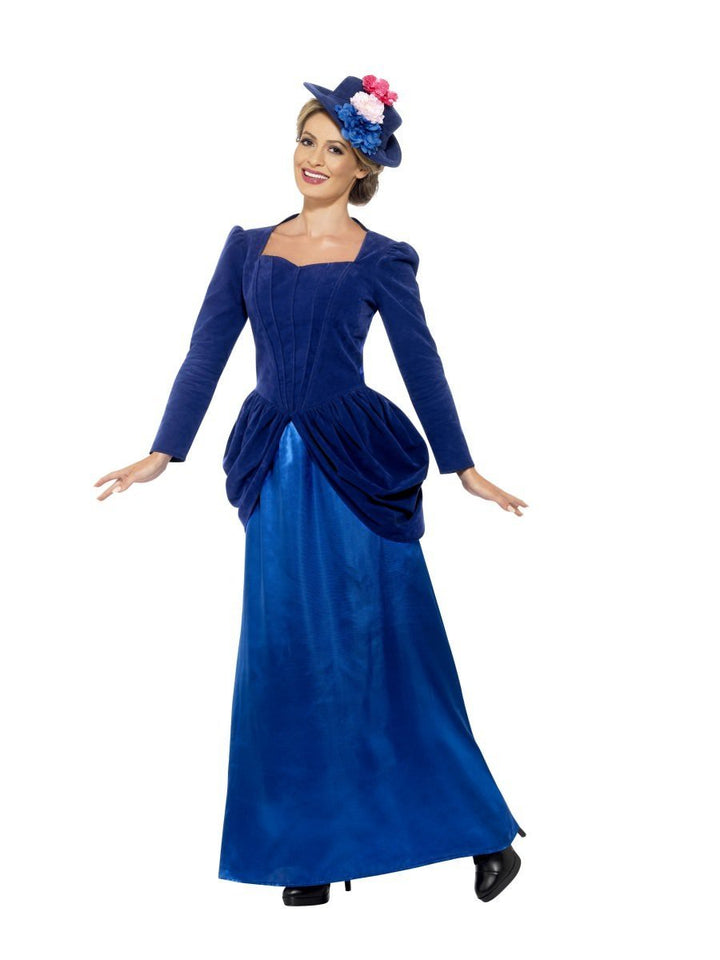 Victorian Vixen Deluxe Costume Adult Blue Dress Top And Hat_4