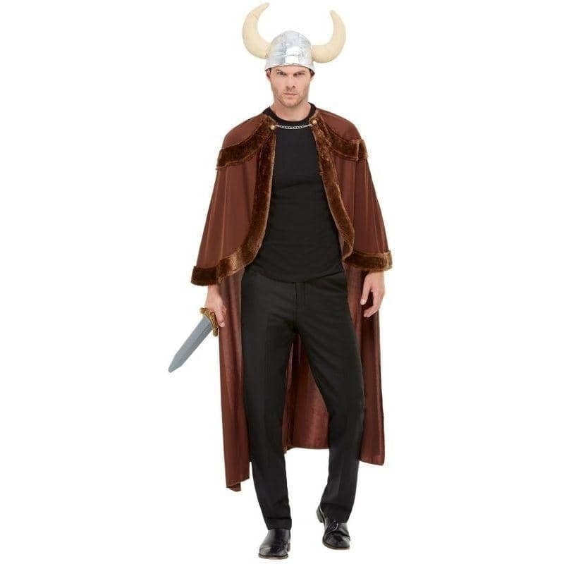 Viking Costume Adult Brown Cape and Horned Helmet 1