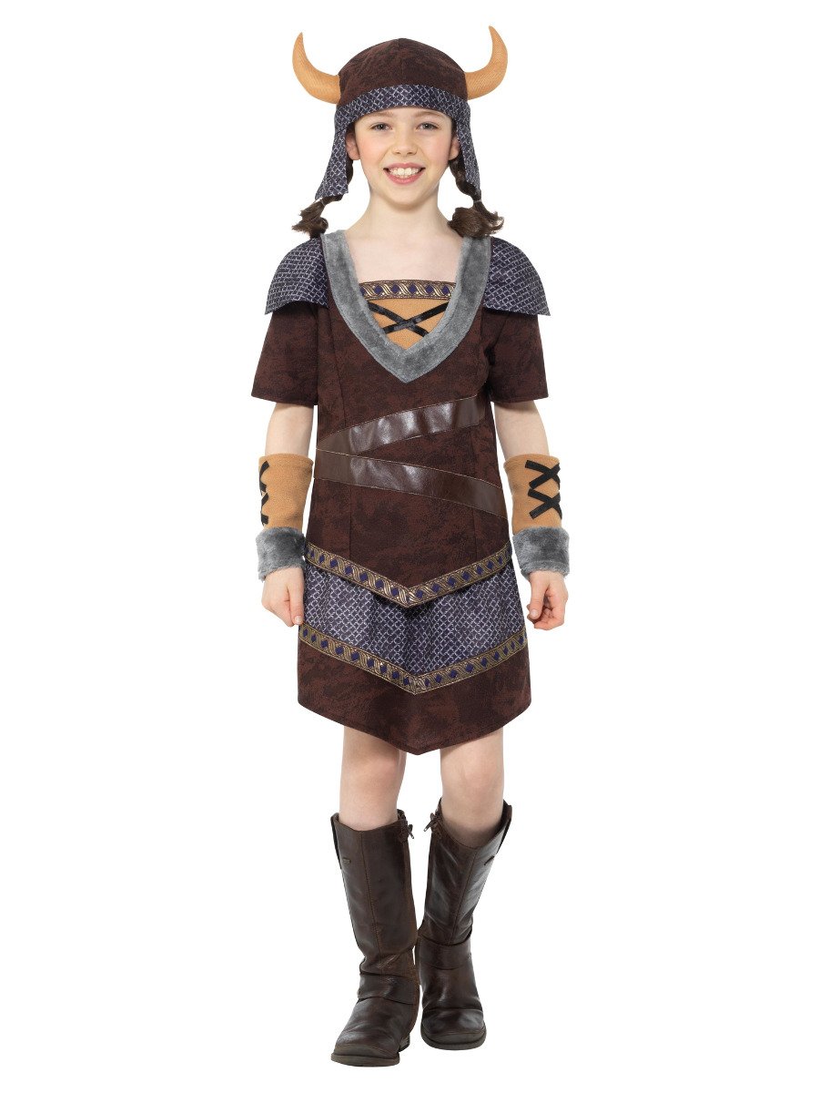 Viking Girl Costume Brown Child Warrior_4