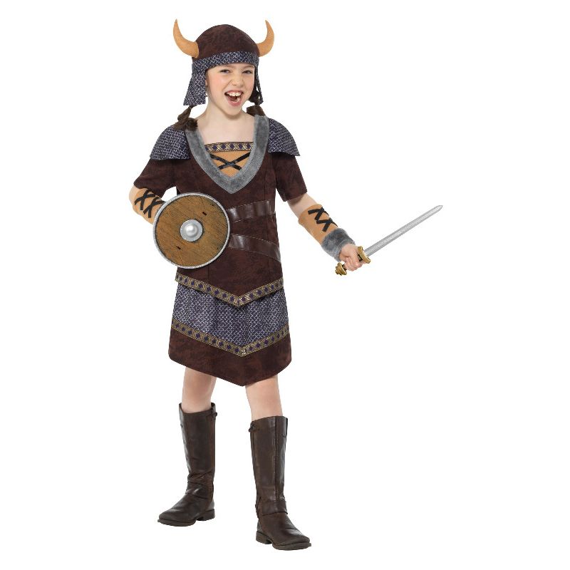 Viking Girl Costume Brown Child Warrior_1