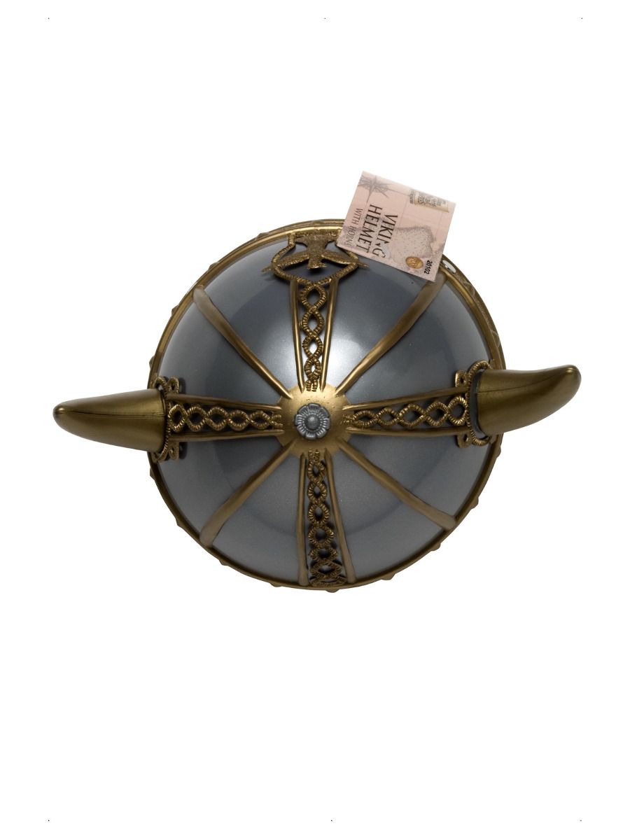 Viking Helmet Adult Silver Gold Horns Costume Accessory 3