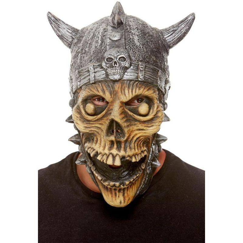 Viking Skeleton Latex Mask Adult Silver_1
