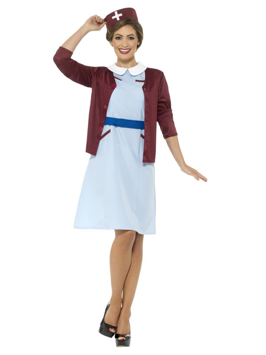 Vintage Nurse Costume Blue Dress Up 4