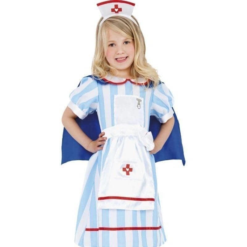 Vintage Nurse Costume Kids Blue White_1