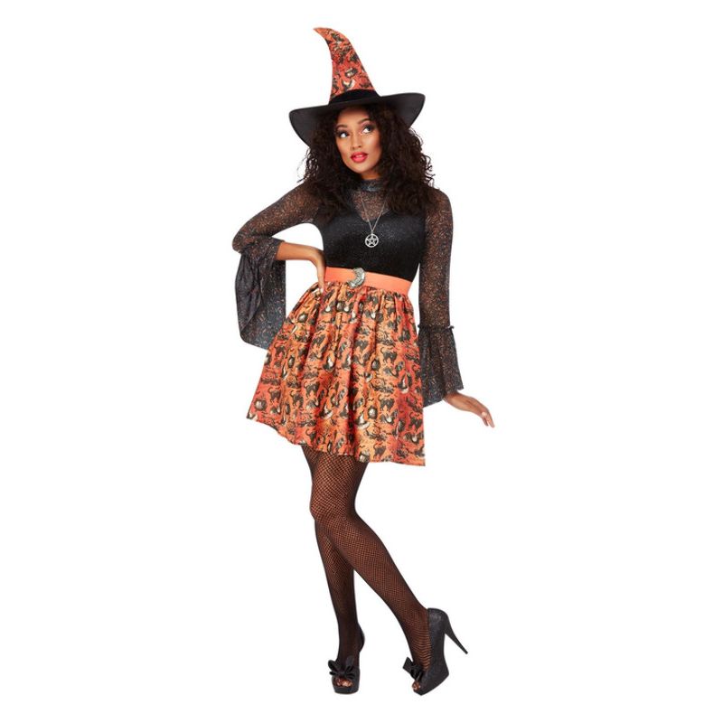 Vintage Witch Costume Orange Adult_1