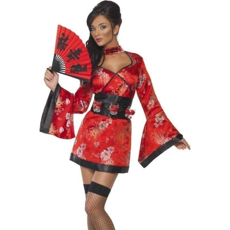 Vodka Geisha Costume Red Dress Belt Shot Glass Holders_2