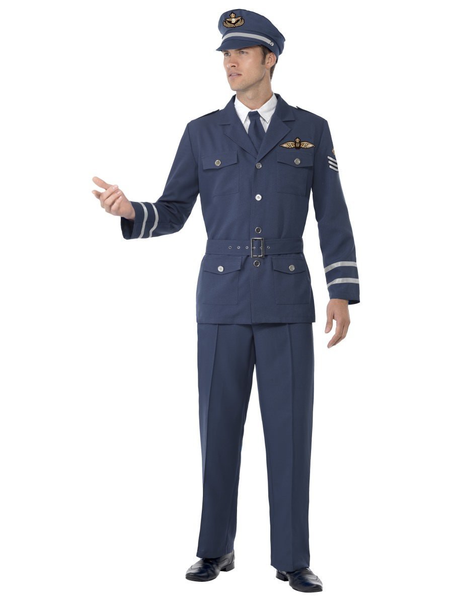 WW2 Air Force Captain Costume Adult Blue RAF_1