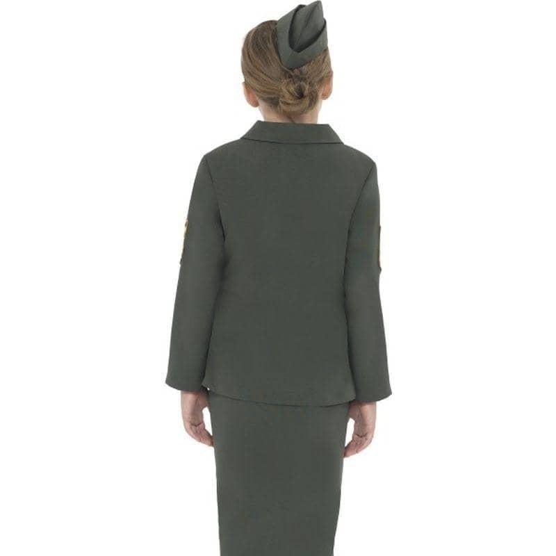 WW2 Army Girl Costume Kids Khaki Green_2