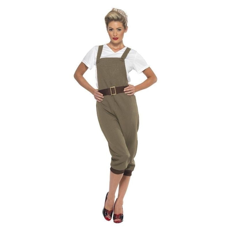 WW2 Land Girl Costume Ladies Khaki Dungarees 1