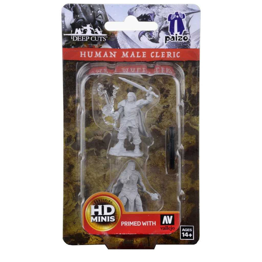 Pathfinder Deep Cuts Unpainted Miniatures Human Male Cleric Miniatures Game Accessory