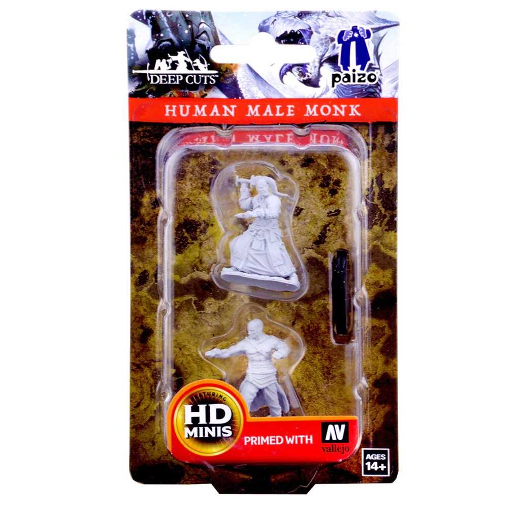 Pathfinder Deep Cuts Unpainted Miniatures Human Male Monk Miniatures Game Accessory