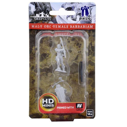 Pathfinder Deep Cuts Unpainted Miniatures Half-Orc Female Barbarian Miniatures Game Accessory