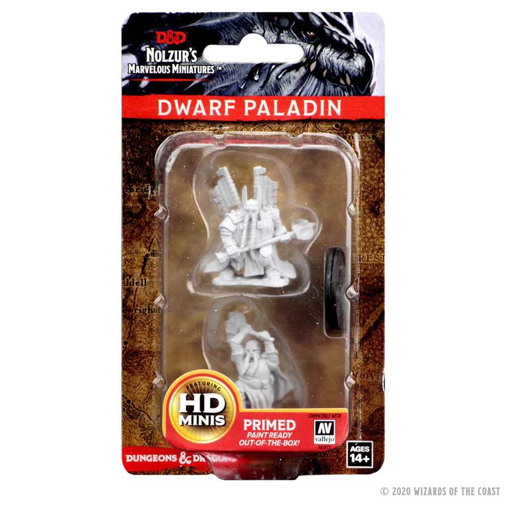 Dungeons and Dragons Unpainted Miniatures Dwarf Male Paladin Roleplaying Game Accessory