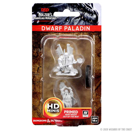 Dungeons and Dragons Unpainted Miniatures Dwarf Male Paladin Roleplaying Game Accessory