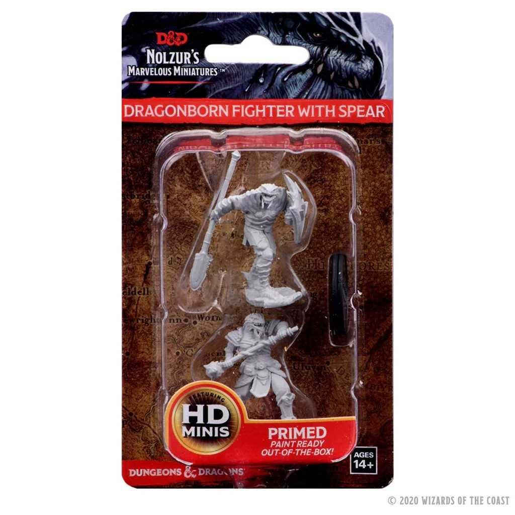 D&D Unpainted Miniatures: Dragonborn Male Fighter with Spear 1