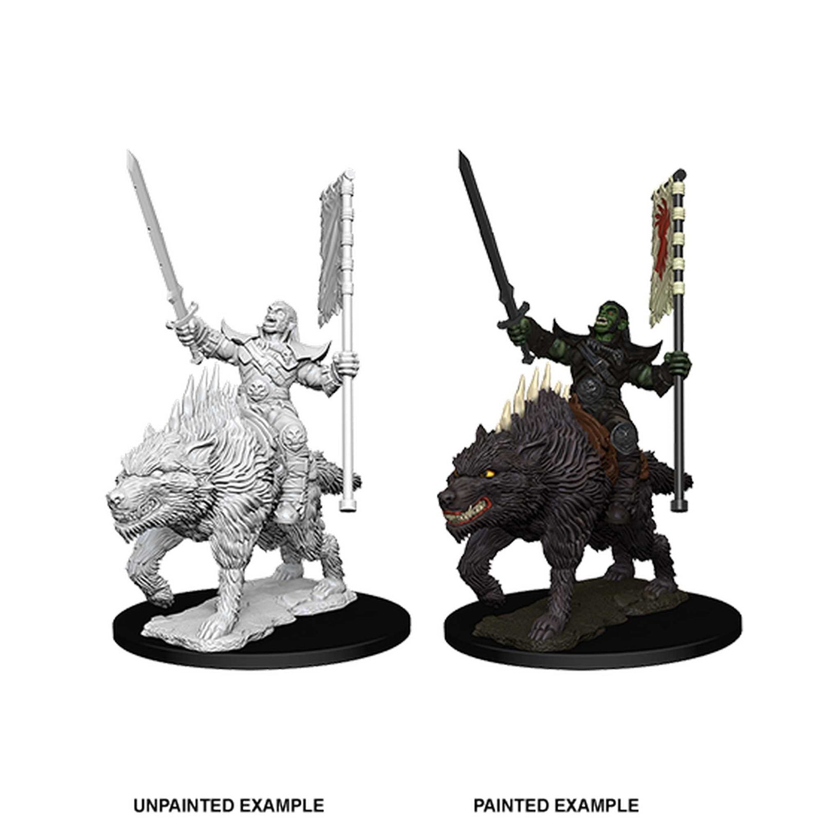 Orc on Dire Wolf Pathfinder Battles Deep Cuts Unpainted Miniatures W7 100DEEP Miniature Game by Wiz Kids 1