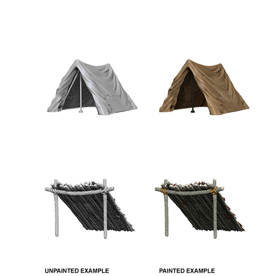 WizKids Deep Cuts Unpainted Miniatures: Tent & Lean-To