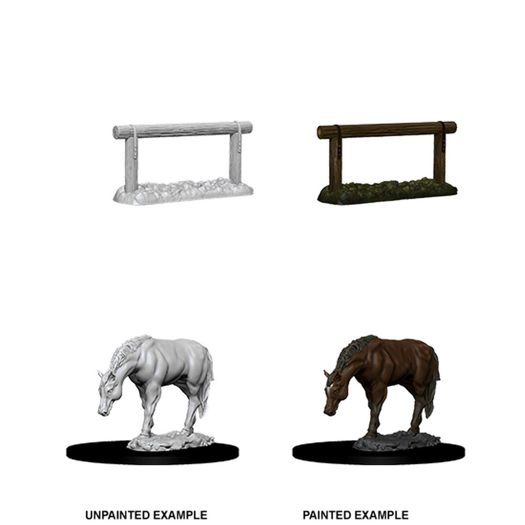 WizKids Deep Cuts Unpainted Miniatures: Horse & Hitch