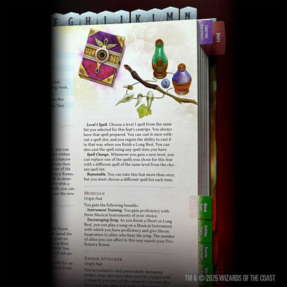 2024 Players Handbook D and D Book Tabs Gaming Accessory by Wiz Kids 4