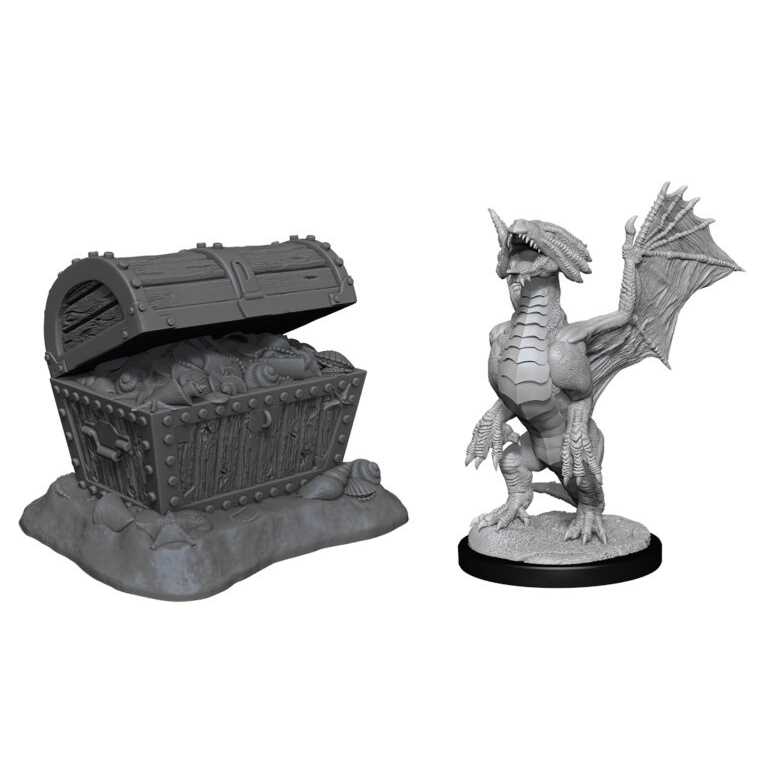 D&D Nolzur's Marvelous Miniatures: Bronze Dragon Wyrmling & Pile of Sea Found Treasure 1