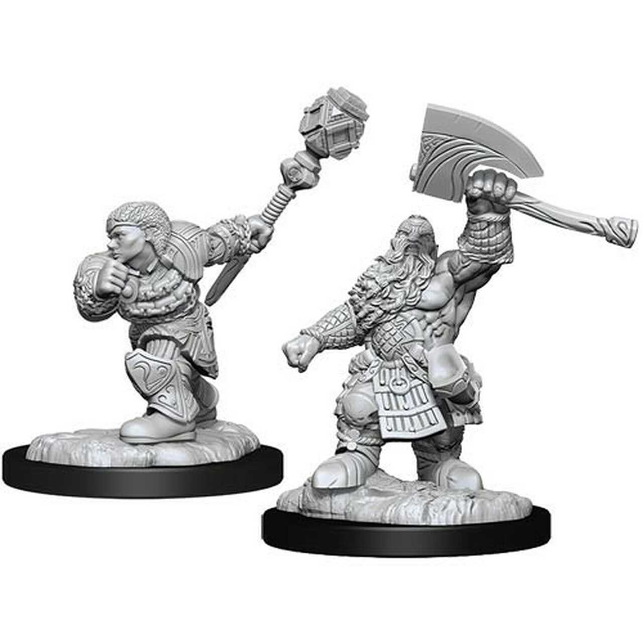 Magic the Gathering Unpainted Miniatures: Dwarf Fighter & Dwarf Cleric 1