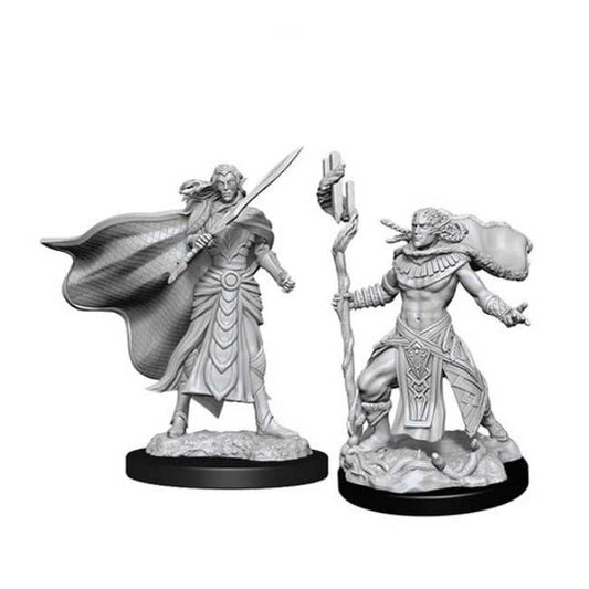 Elf Fighter and Elf Cleric Magic the Gathering Unpainted Miniatures W14 Miniature Game by Wiz Kids 1