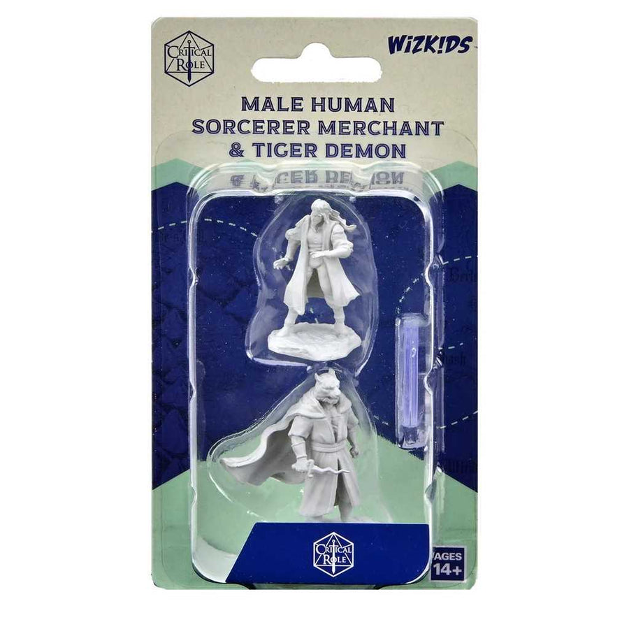 Male Human Sorcerer Merchant and Tiger Demon Critical Role Unpainted Miniatures W3 Miniature Game by Wiz Kids 1